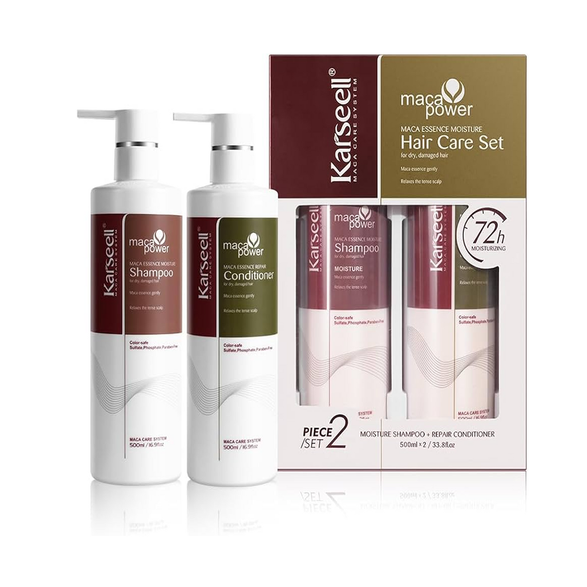 Karseell Maca Essence Moisture Hair Care Set For Dry Damaged Hair - 2 Piece Set