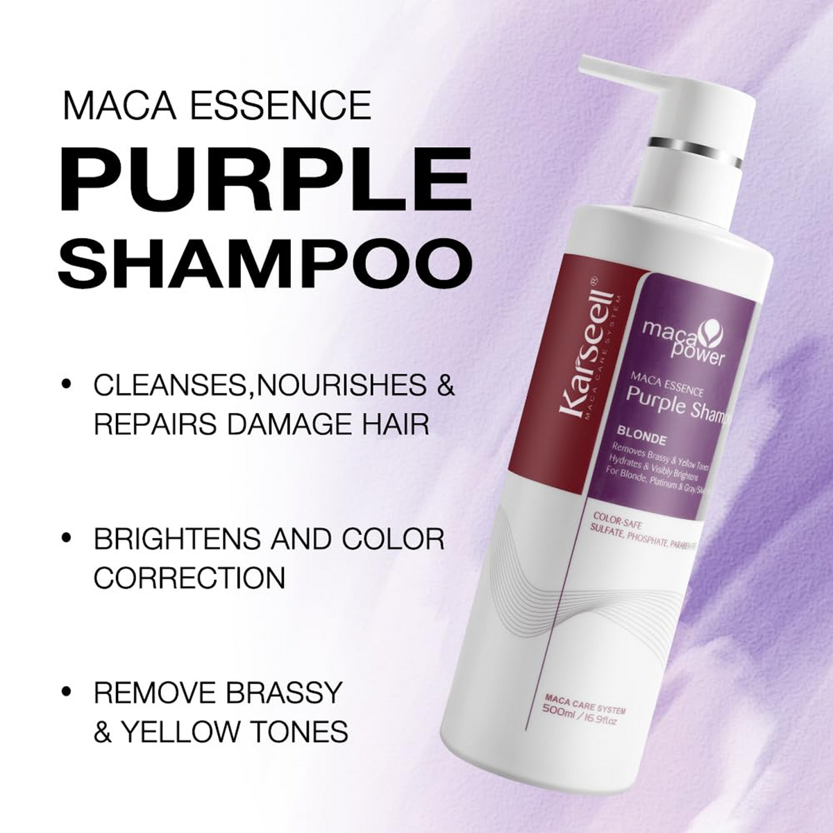 Karseell Maca Power Essence Purple Shampoo Blonde - 500ml